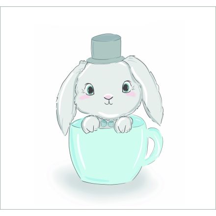 Csörgős mini formapárna - Nyuszi fiú csészében